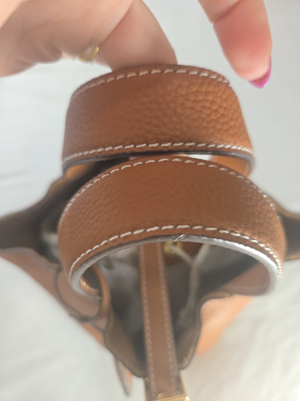 Picotin Style Gorgeous Leather Mini Tote Bag in Tan with Gold Hardware - Picture 4 of 13